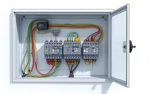 Complex marine electrical panel with wires and components