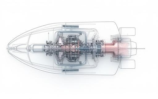 Technical diagram of a marine engine